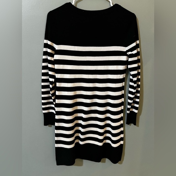 Ann Taylor LOFT Womans Black White Striped Sweater Classic  Knit Dress XSP - Picture 5 of 6
